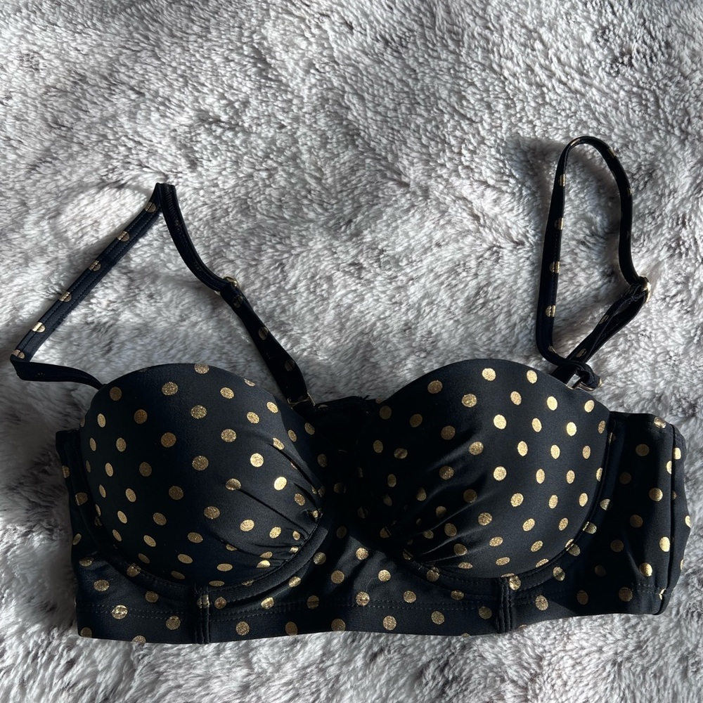 Betsey Johnson gold dot bikini top - small